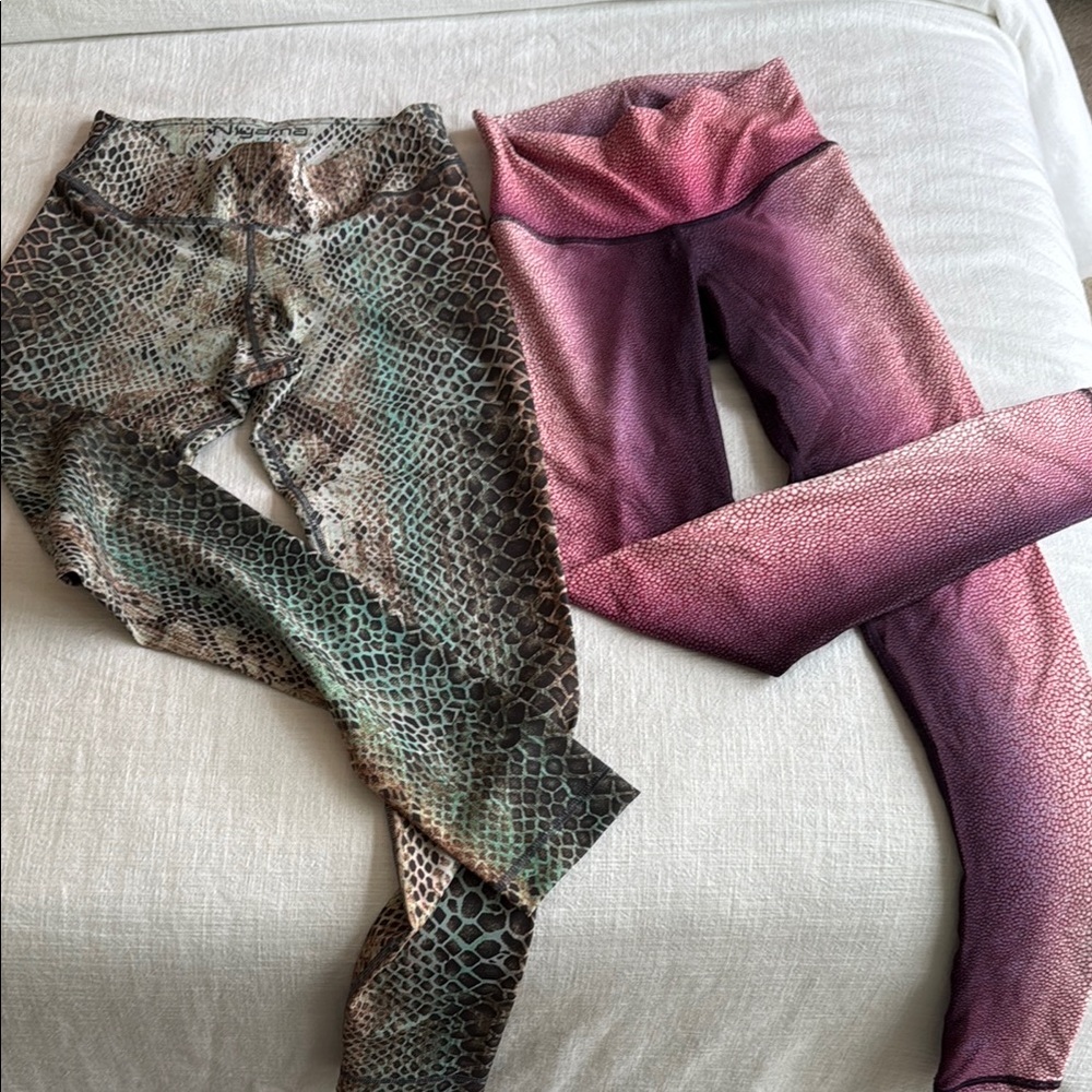 Niyama Sol Multicolor Snake Print and Pink Ombre Leggings set